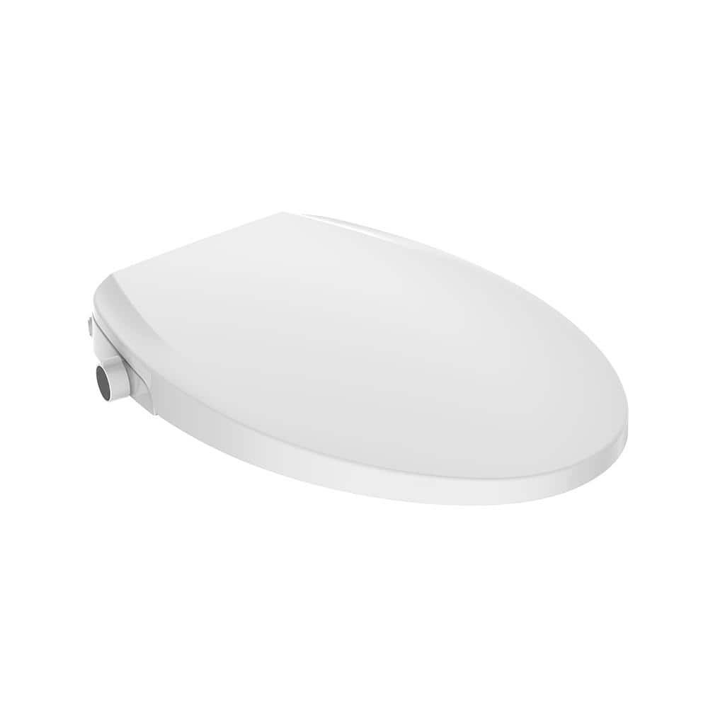 Slim White Non-Electric Plastic Bidet Seat for Elongated Toilets