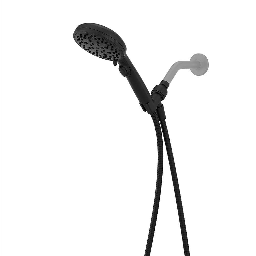 Matte Black 6-Spray Handheld Shower Head with Hose