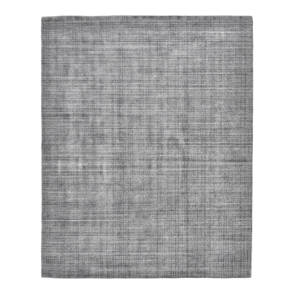 Luxurious Handcrafted 9' x 12' Gray Wool & Viscose Area Rug