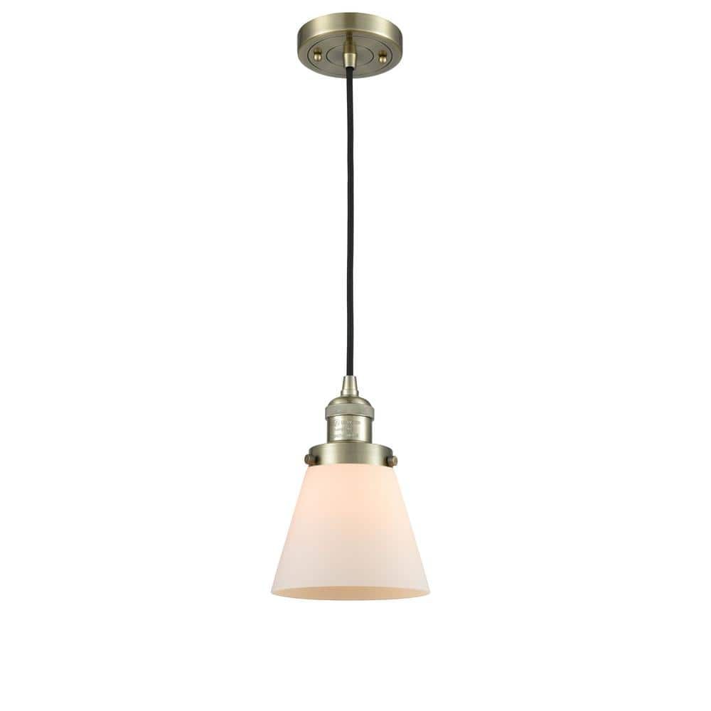 Antique Brass Mini Pendant Light with Frosted Glass Shade