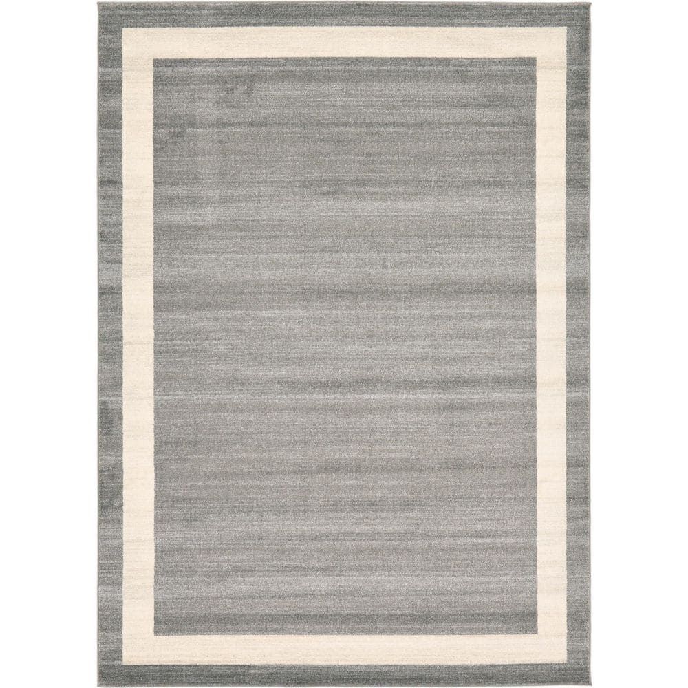 Gray and Ivory Tufted Reversible Synthetic Area Rug 9' x 12'