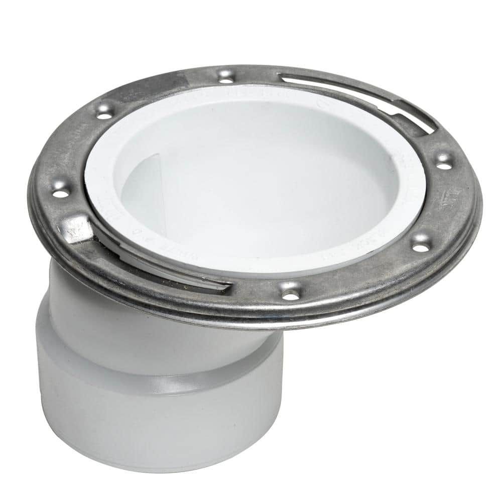 3-Inch PVC Offset Toilet Flange with Stainless Steel Ring