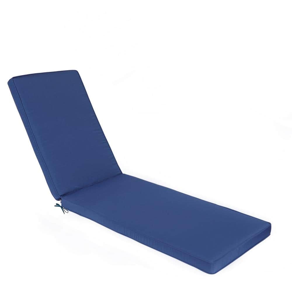 Navy Blue Polyester Outdoor Chaise Lounge Cushion