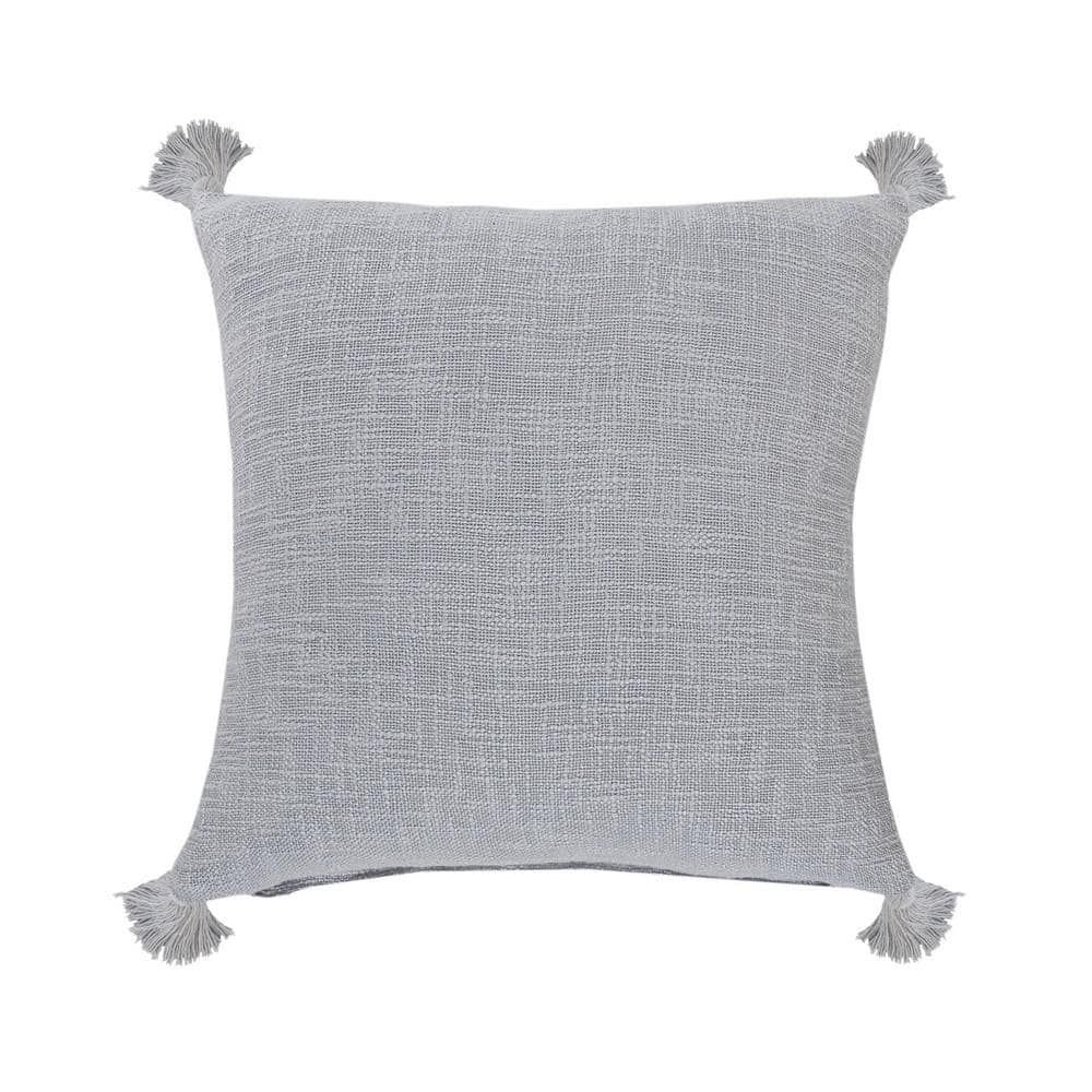 Soft Blue Tasseled Square Throw Pillow - 20x20