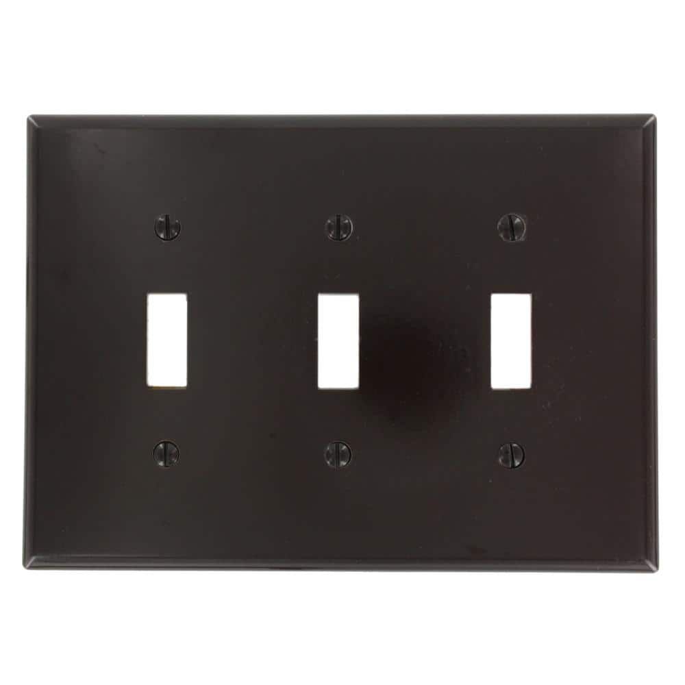 Brown Thermoset 3-Gang Toggle Switch Wall Plate