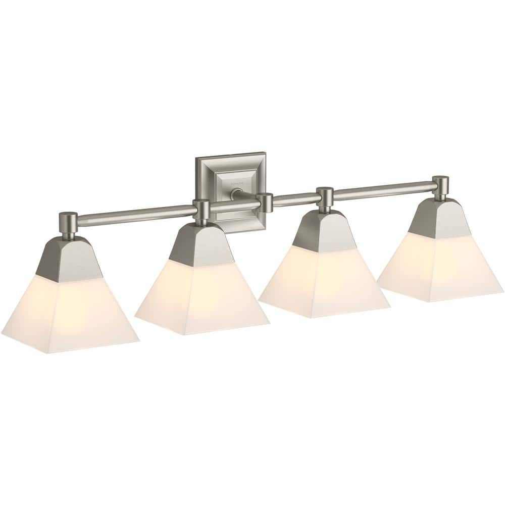 Brushed Nickel Four-Light Sconce with Frosted Glass Shades