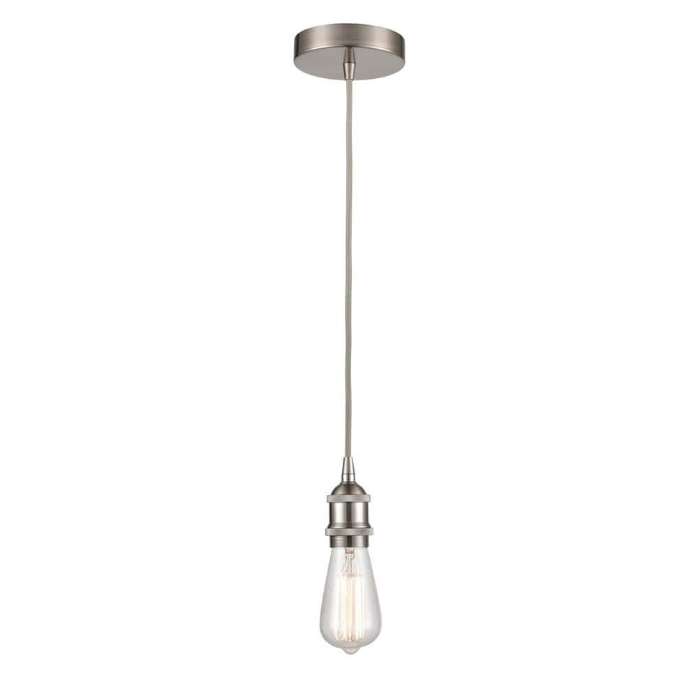 Edison Mini Pendant Light in Satin Nickel with Adjustable Glass Shade