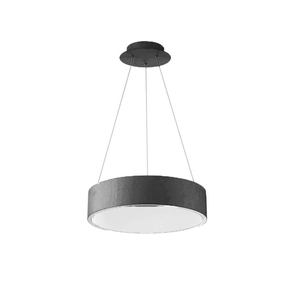 Black Glass LED Drum Pendant Light - 18"