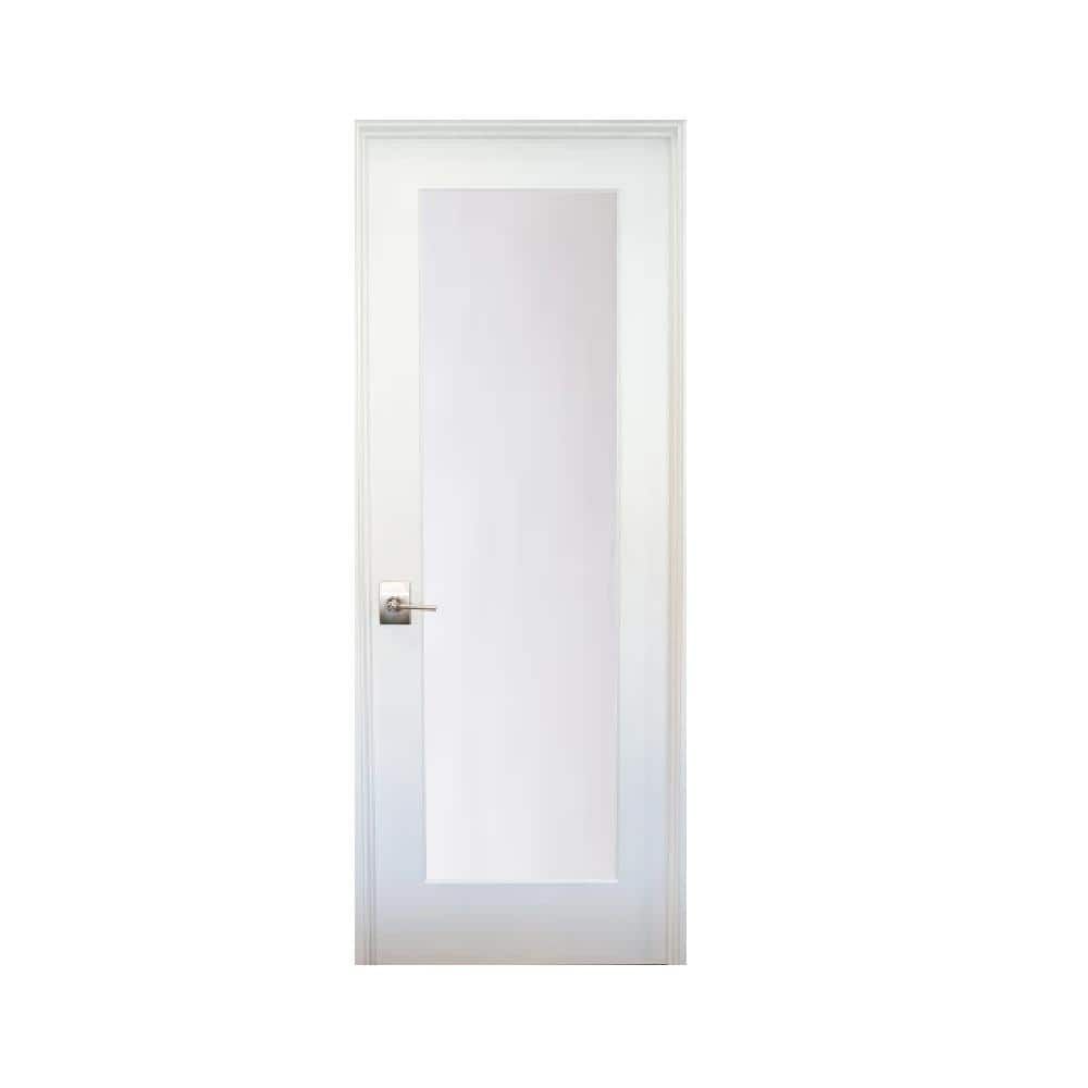 24" x 80" Satin Glass Black Hinged MDF Interior Door