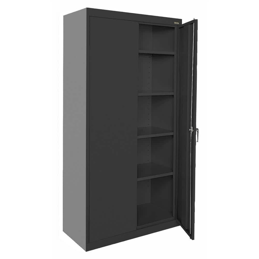 Black Freestanding Lockable Office Cabinet with Adjustable Shelving