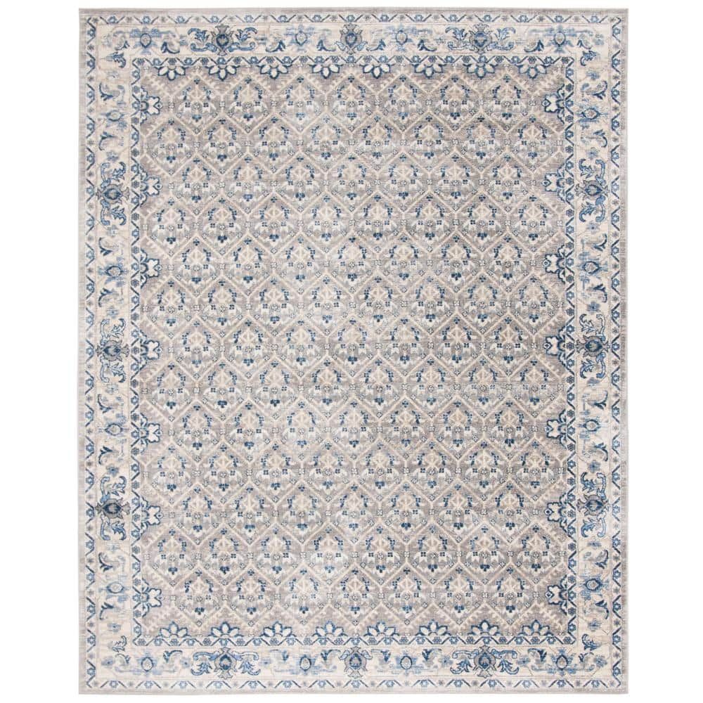 Brentwood Light Gray and Blue Synthetic 11' x 15' Area Rug