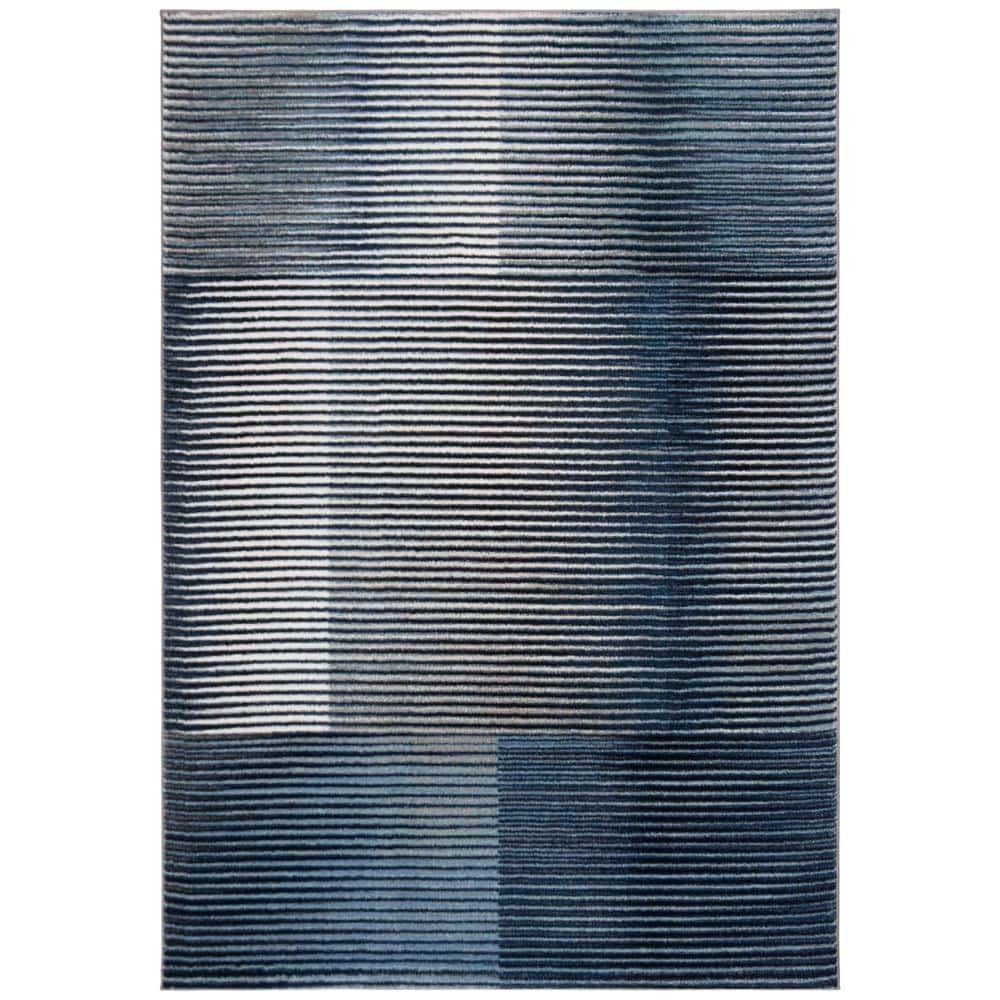 Celestial Blue Abstract 9' x 12' Synthetic Easy-Care Area Rug