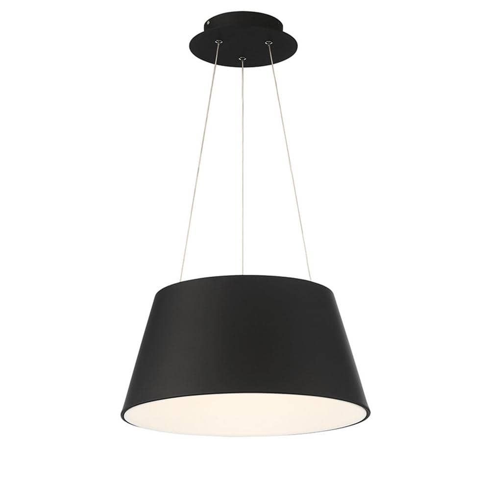 Vida Black Contemporary LED Drum Pendant with Adjustable Height