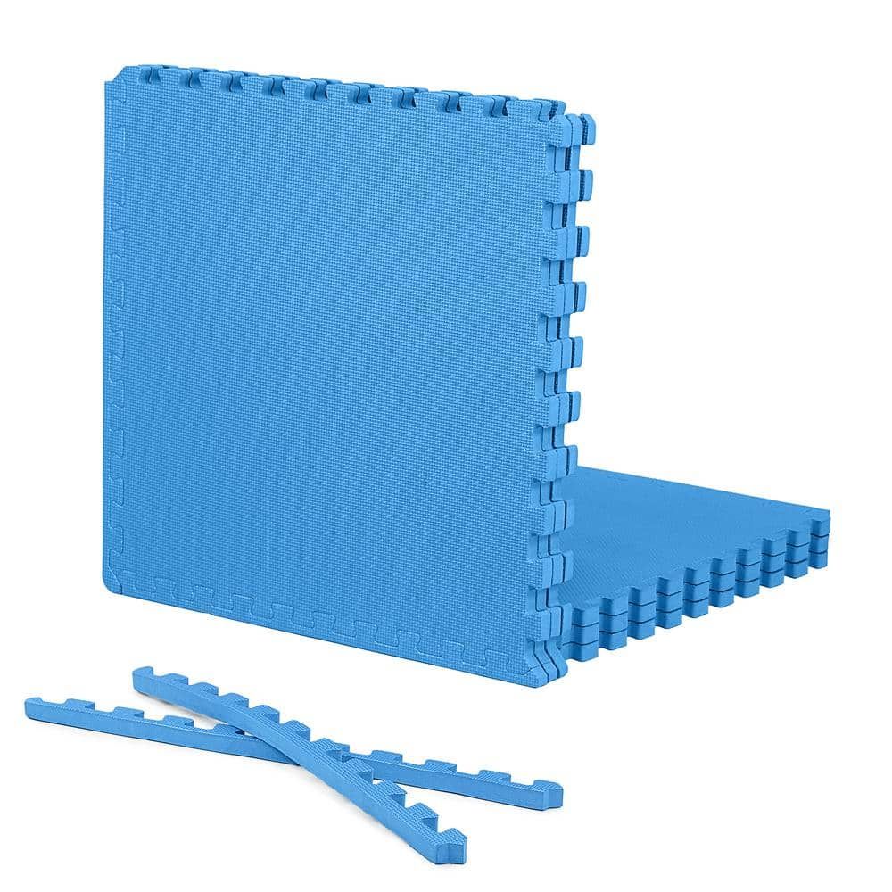 Blue EVA Foam Interlocking Gym Flooring Tiles, 24" x 24"