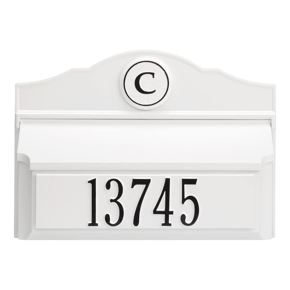 White Personalized Colonial Wall Mailbox with Monogram