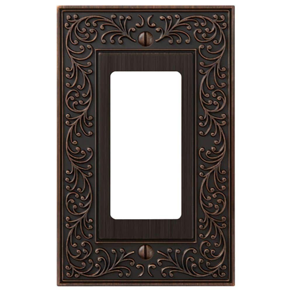 Aged Bronze Single Rocker Decorative Metal Wall Plate