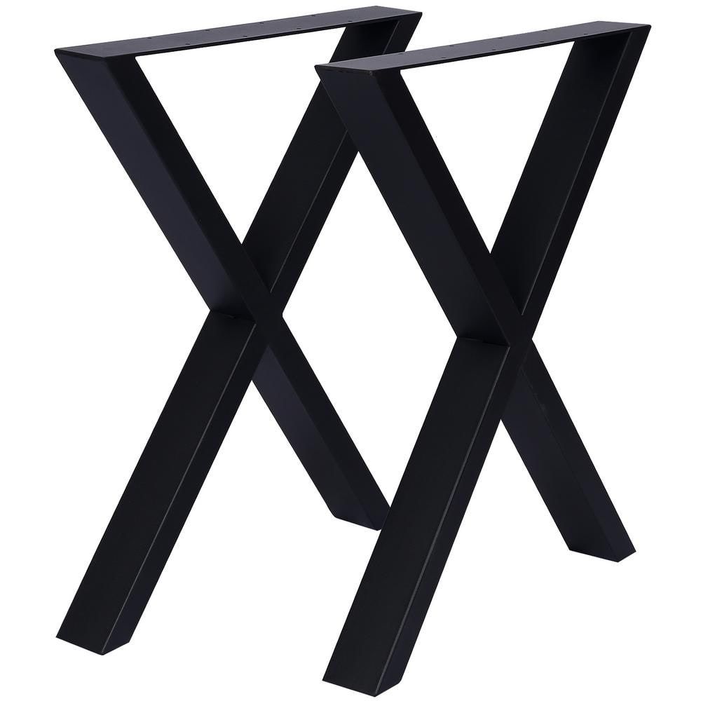 28 in. x 24 in. Black Steel X-Shape Table Legs (2-Pack)