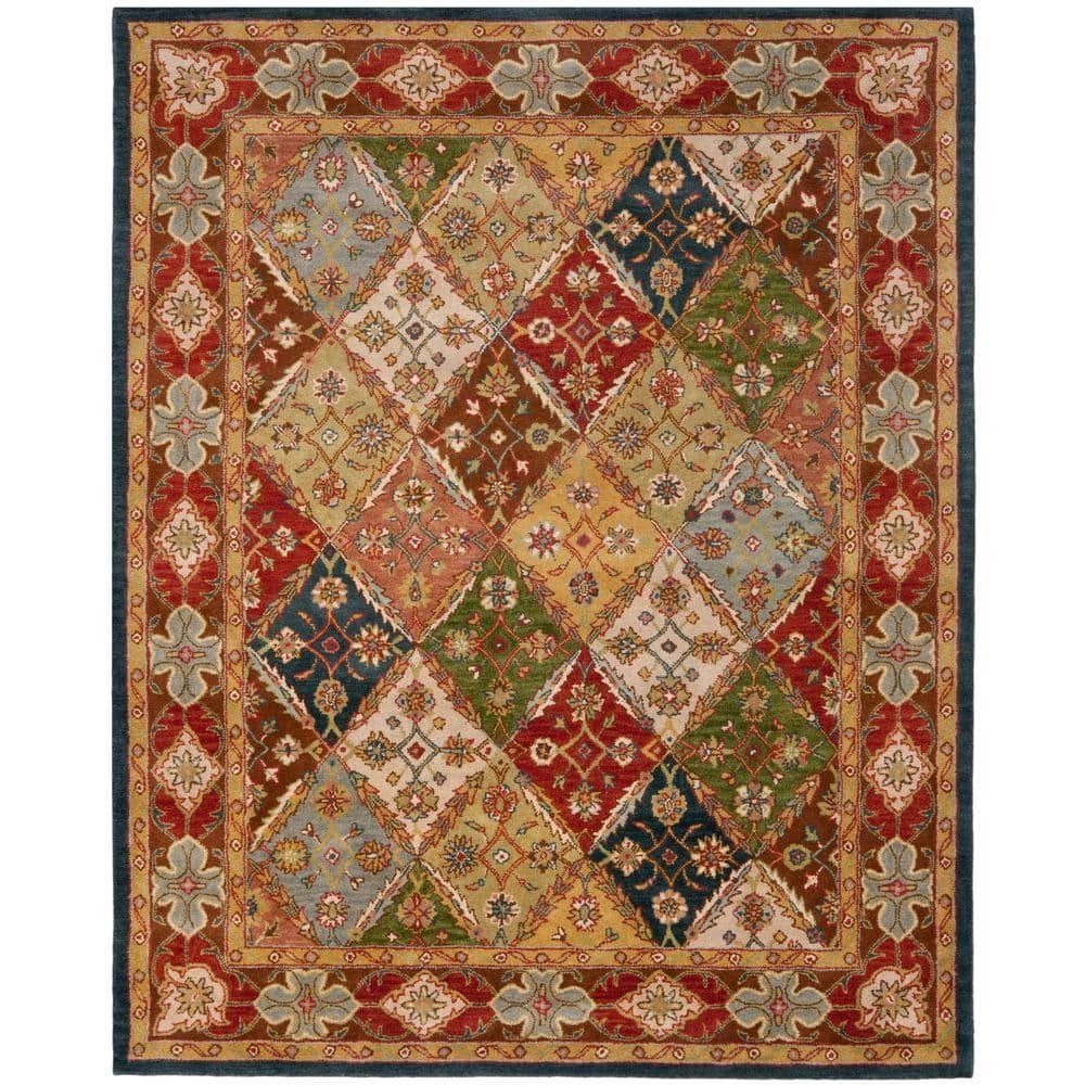 Hand-Tufted Traditional Red Wool 9' x 12' Rectangular Rug