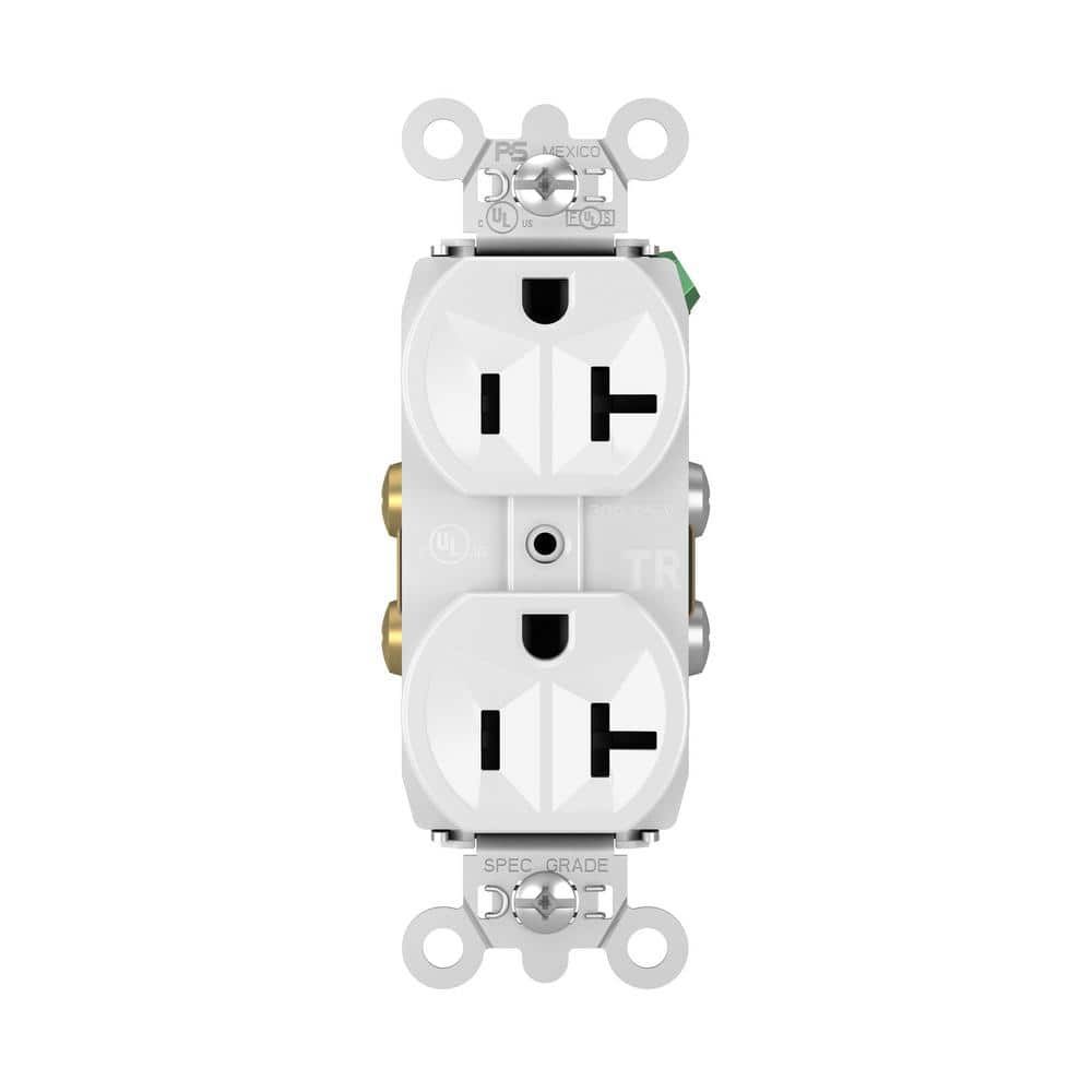 White Tamper Resistant Duplex Outlet with Wall Plate