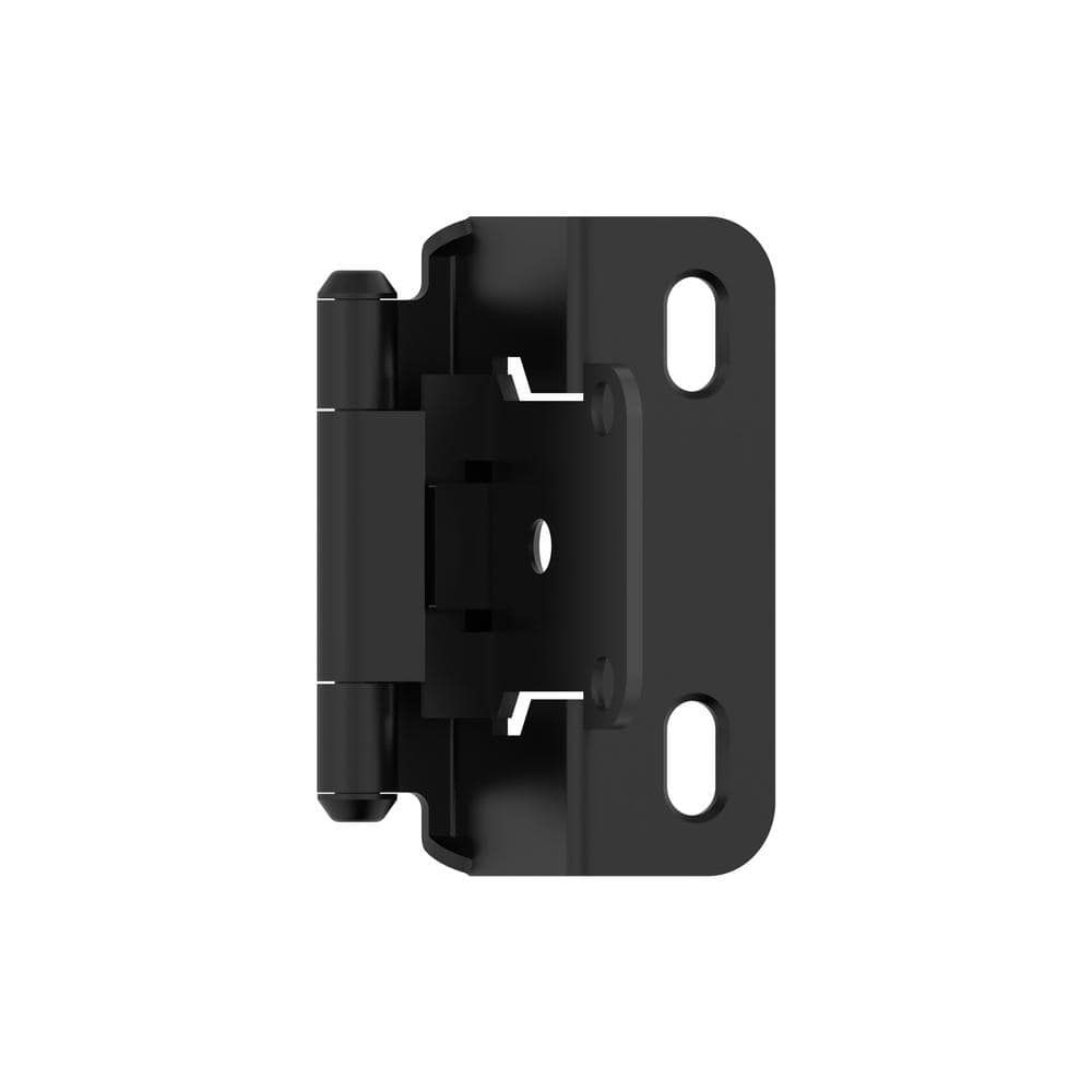 Matte Black Self-Closing Partial Wrap Cabinet Hinges, 2 Pack