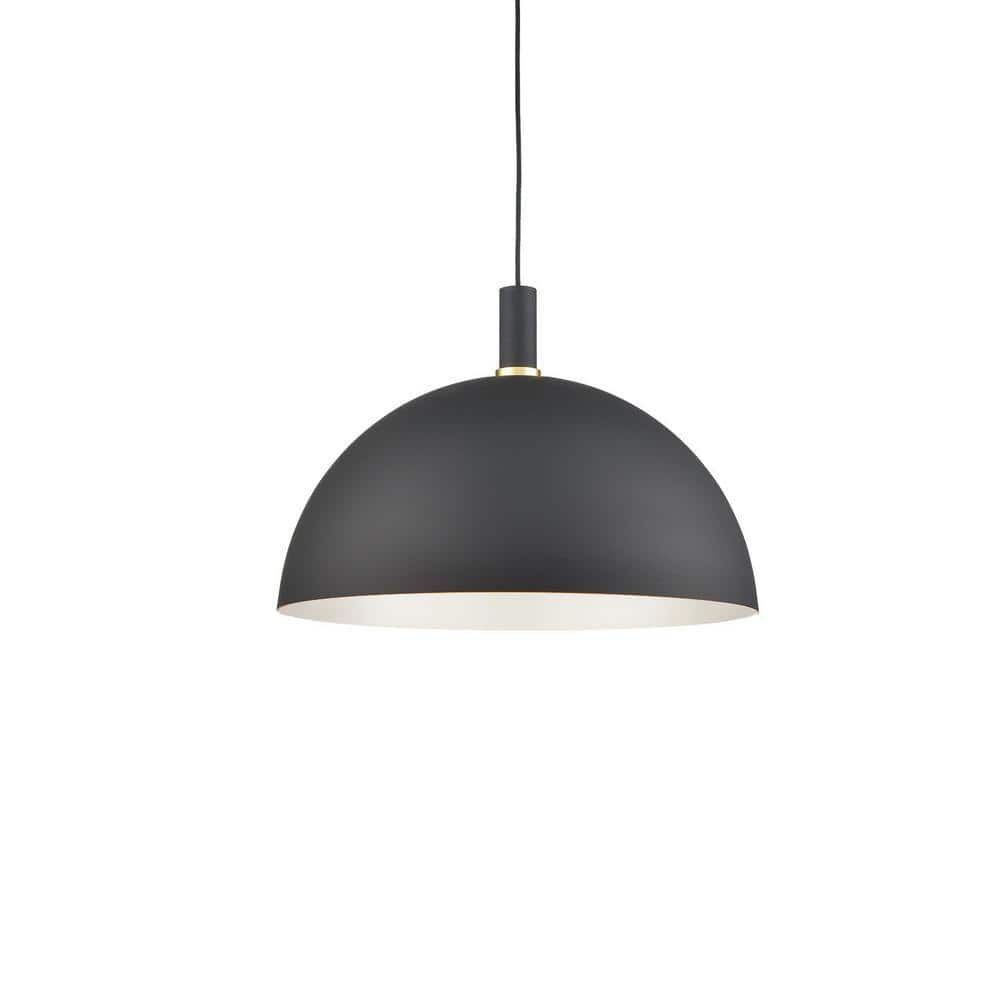 Black and Gold Aluminum Dome Pendant Light