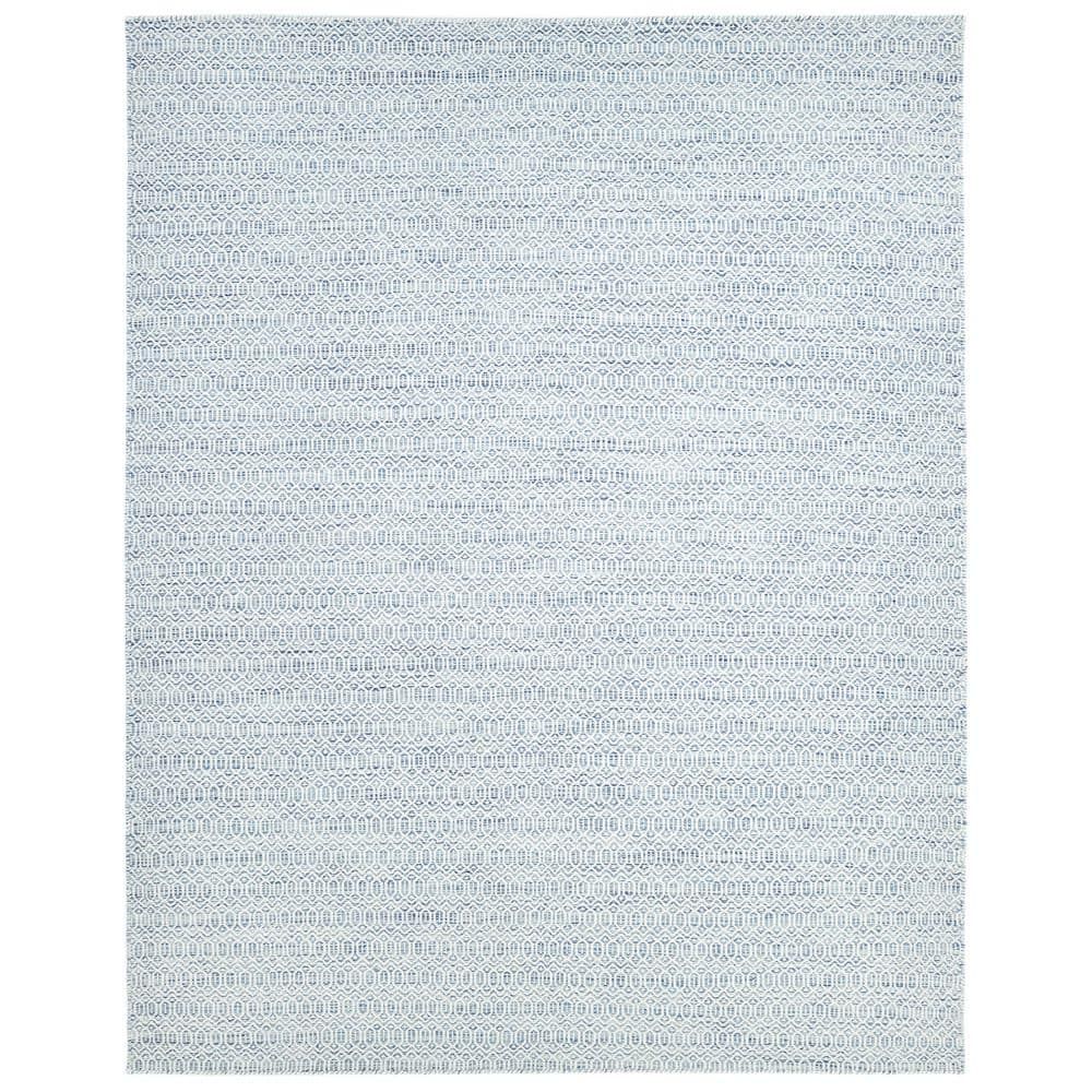 Cloud Blue Geometric Wool Flatweave Rug 6' x 9'