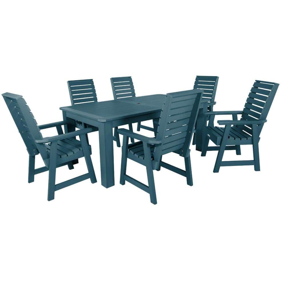 Weatherly Nantucket Blue 7-Piece Eco-Friendly Rectangular Dining Set