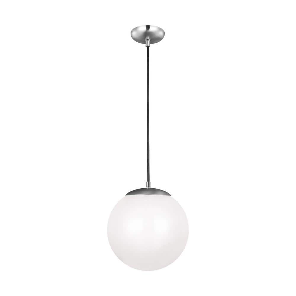 Satin Aluminum Globe Pendant with Smooth White Glass Shade