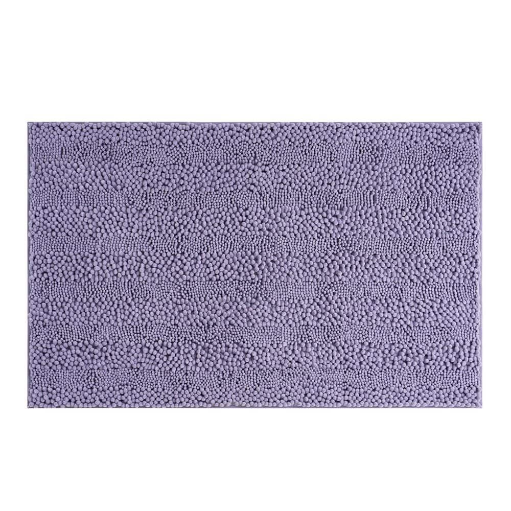 Wisteria Purple Chenille Non-Slip Polyester Bath Mat, 27" x 45"