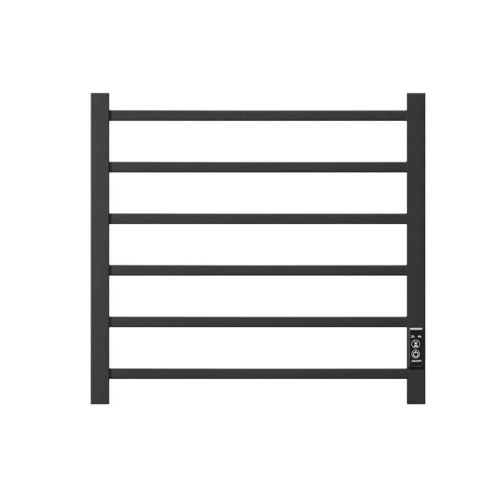 Matte Black Wall Mounted 6-Bar Electric Towel Warmer