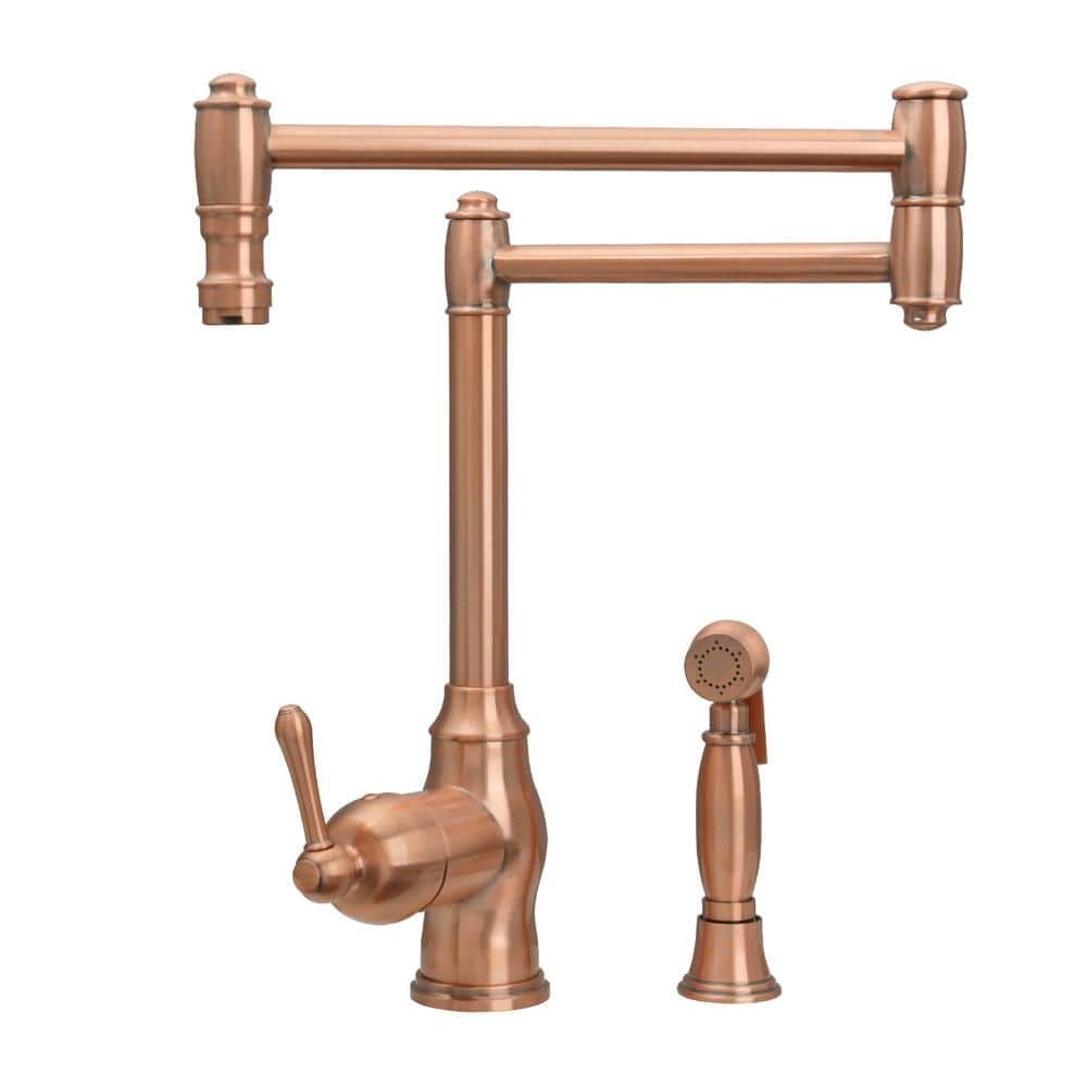 Brushed Copper Single Handle Pot Filler Faucet with Side Spray