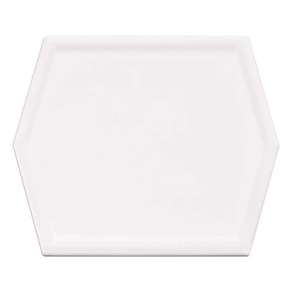 Glossy White Hexagon Ceramic Wall Tile 5" x 6"