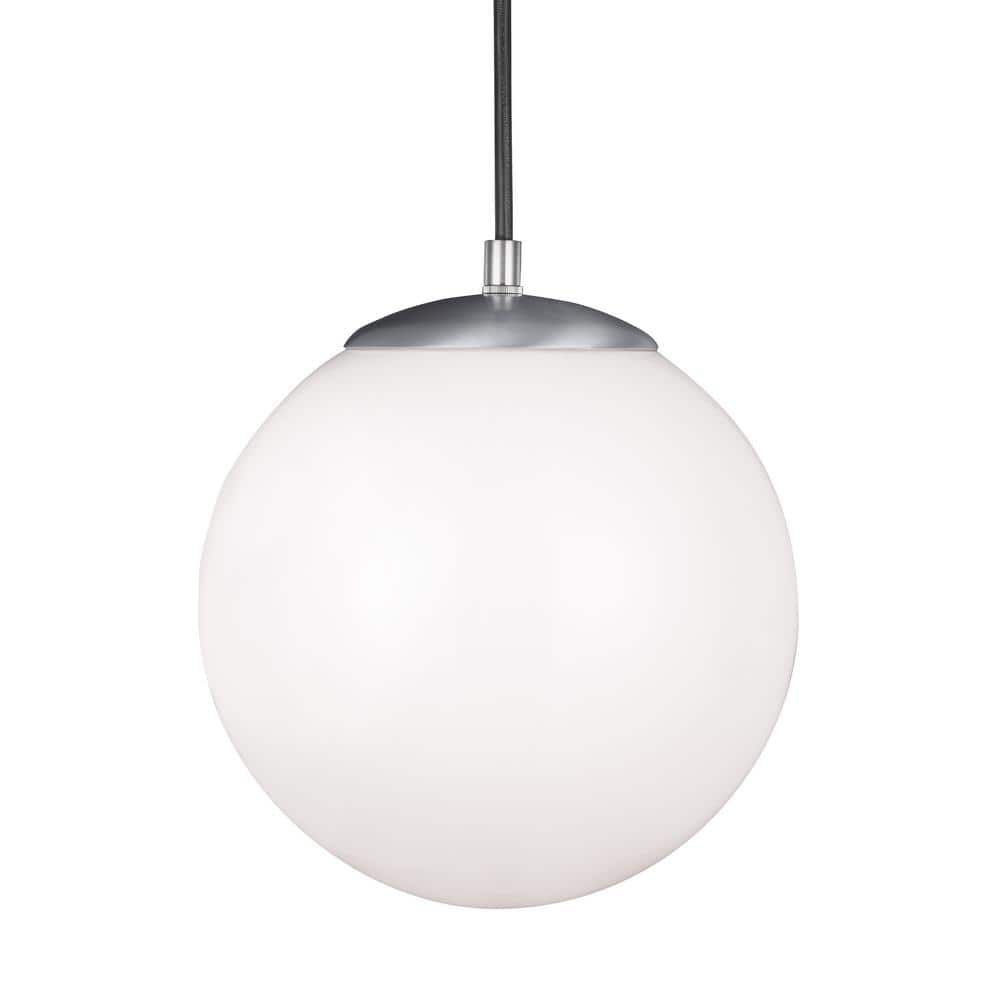 Leo Satin Aluminum Hanging Globe Pendant Light with Smooth White Glass Diffuser