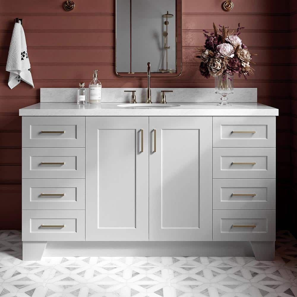 Taylor 61" Gray Freestanding Bath Vanity with Carrara Marble Top