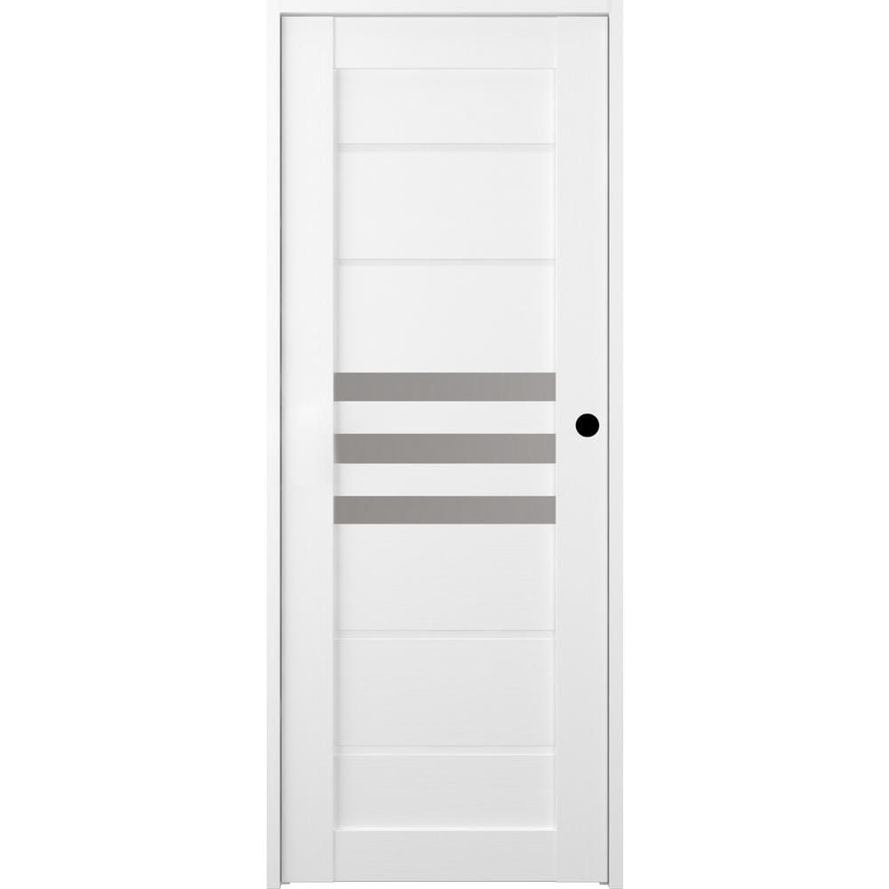 White Frosted Glass and Wood Composite Interior Door