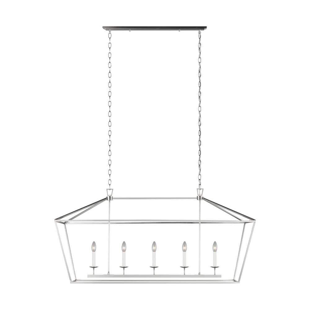 Dianna Brushed Nickel 5-Light Linear Cage Chandelier