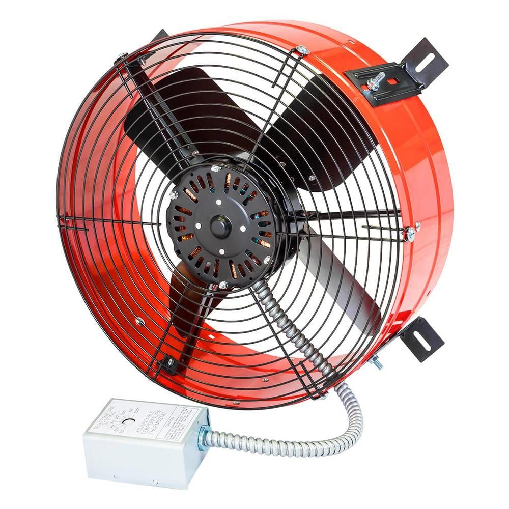 Red and Black Galvanized Steel Roof Mount Attic Fan