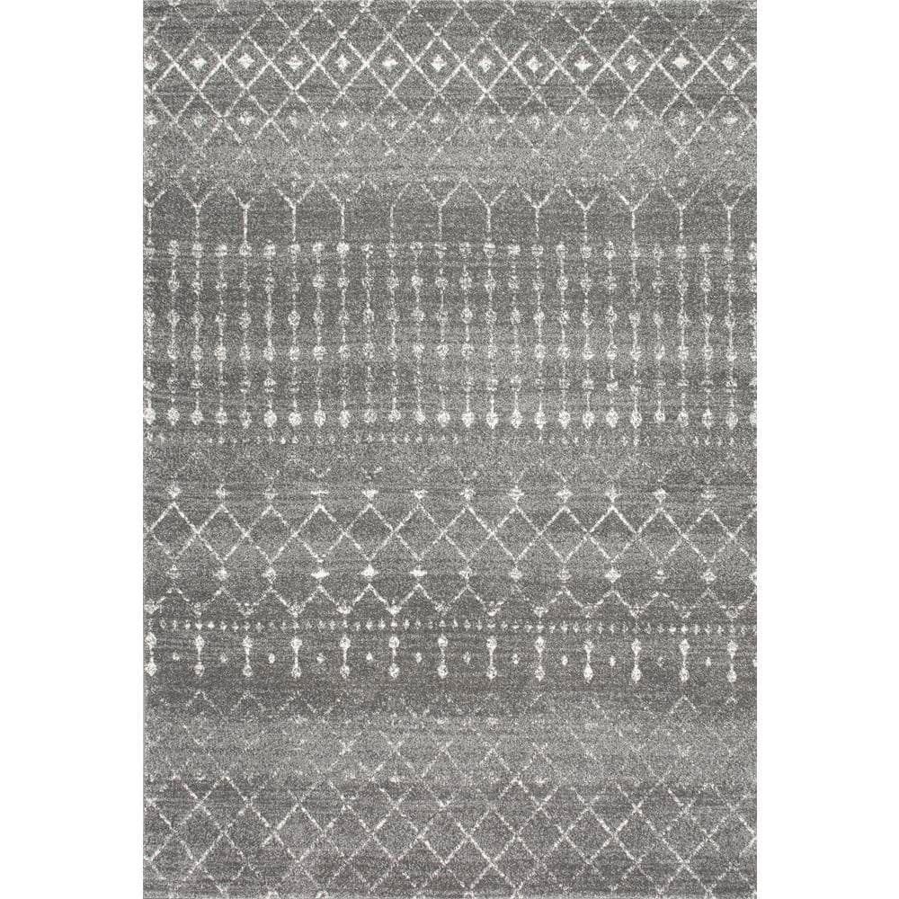 Handmade Dark Grey Geometric Oval 5' x 7' Synthetic Rug