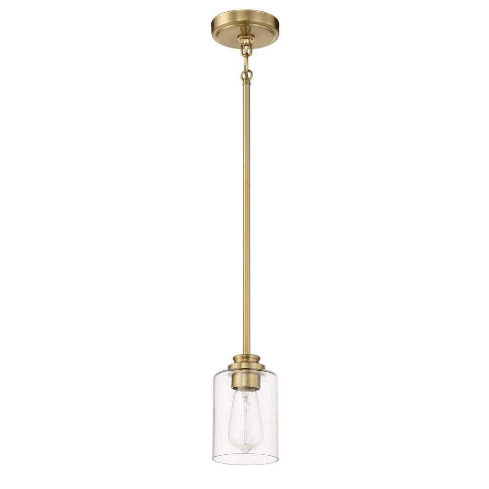 Elegant Mini Pendant Light in Satin Brass with Glass Shade