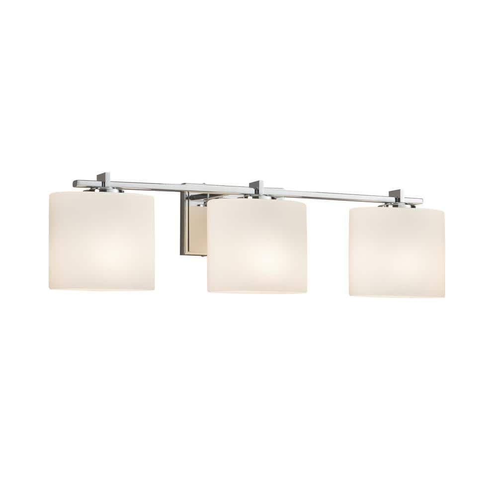 Fusion Era Polished Chrome 3-Light Opal Shade Bath Bar