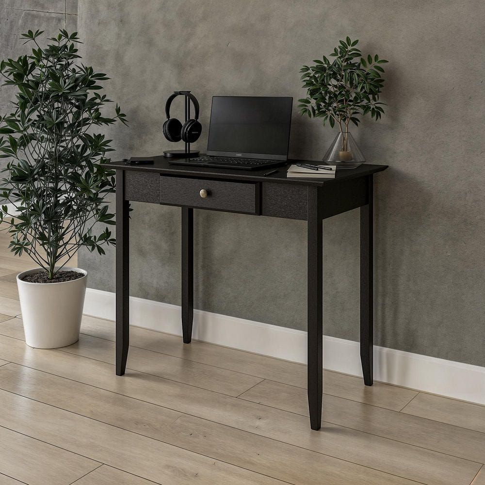 Black Pine Wood Shaker Writing Desk with Drawer