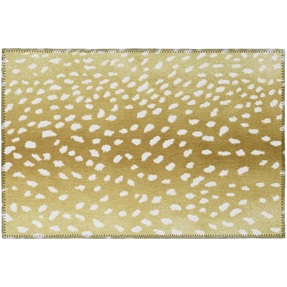 Gilded Gold 30"x20" Ultra-Soft Chenille Flat Woven Rug