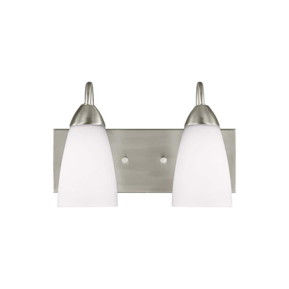 Seville Modern Brushed Nickel Two-Light Vanity Fixture