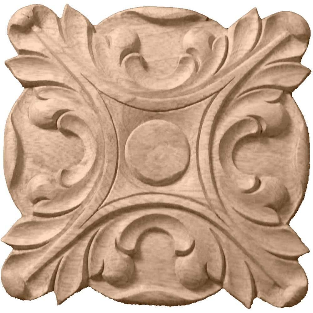 6.5 Inch Unfinished Maple Wood Acanthus Rosette