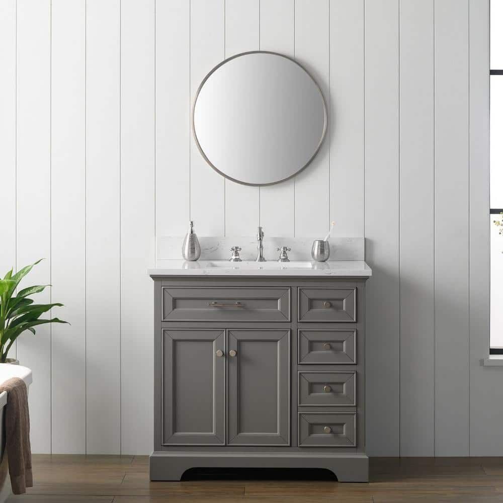 Thompson 36'' Gray Freestanding Bathroom Vanity with Ceramic Sink