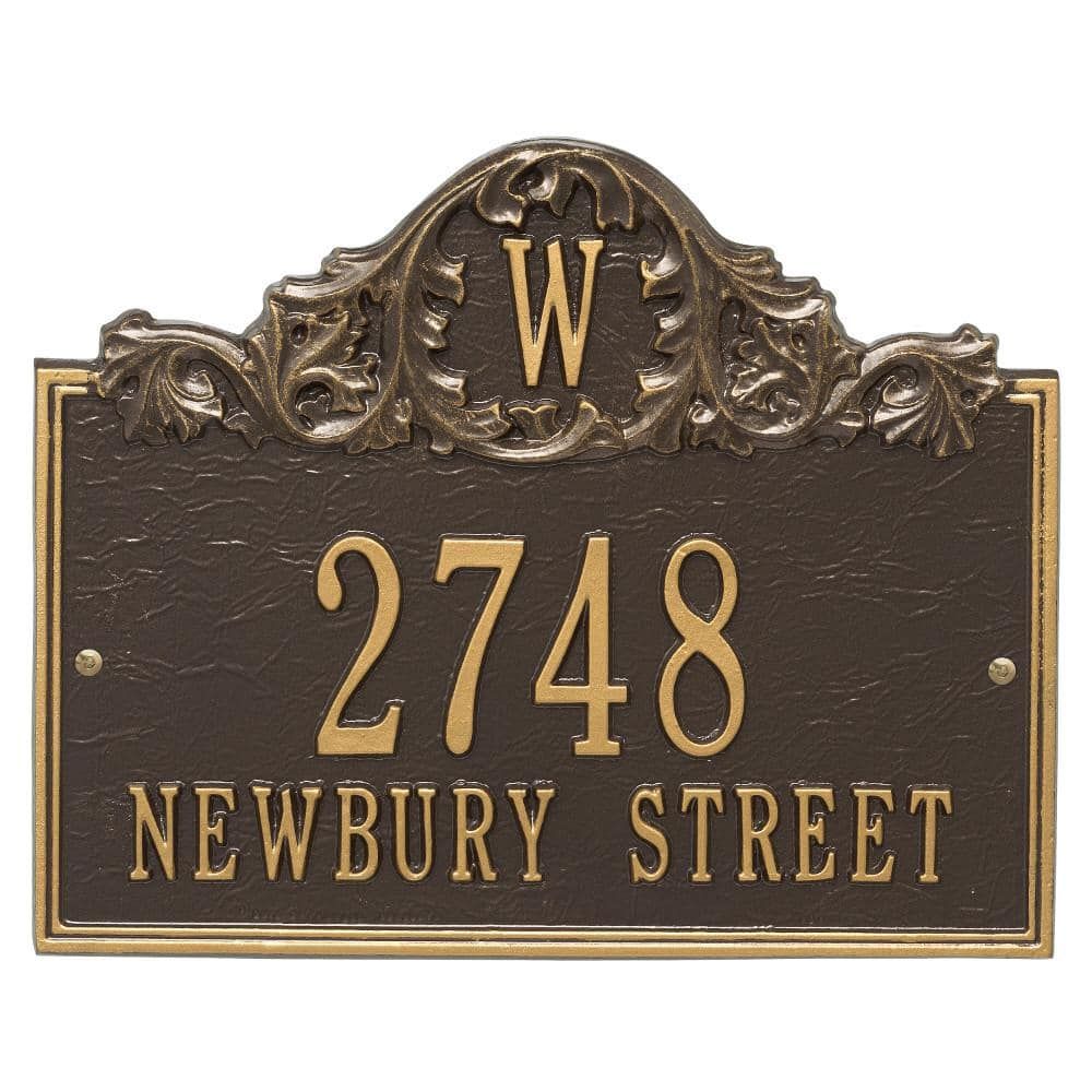 Bronze and Gold Personalized Monogram Address Plaque