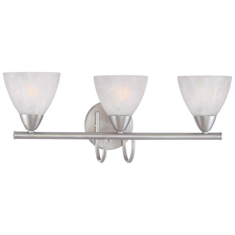 Elysian 3-Light Matte Nickel Vanity Fixture with Frosted Glass