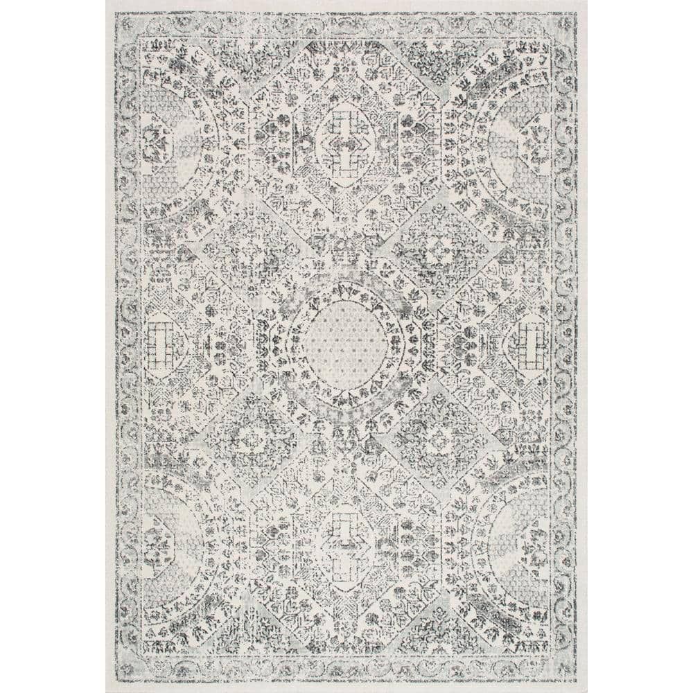 Reversible Gray Synthetic 8' x 10' Easy Care Area Rug