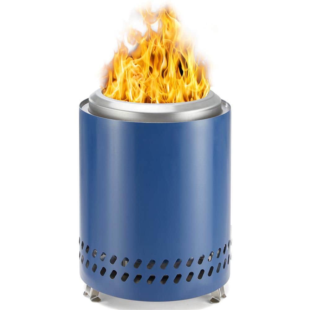Compact Blue Stainless Steel Tabletop Fire Pit