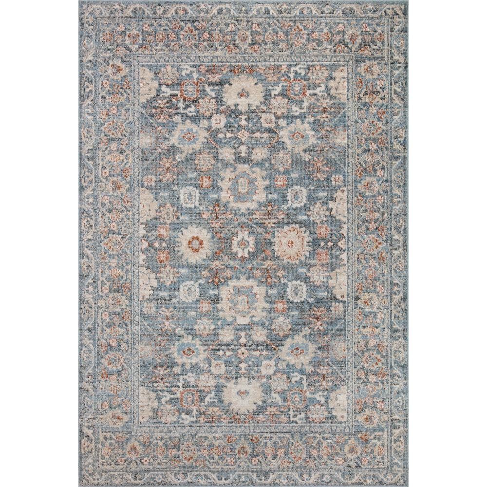 Odette Sky and Rust Synthetic Stain-Resistant Area Rug 5'-3" x 7'-9"